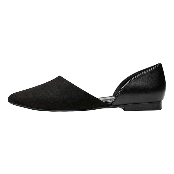 Pointed-Toe Slip on Flats - BLACK SUEDE - 2